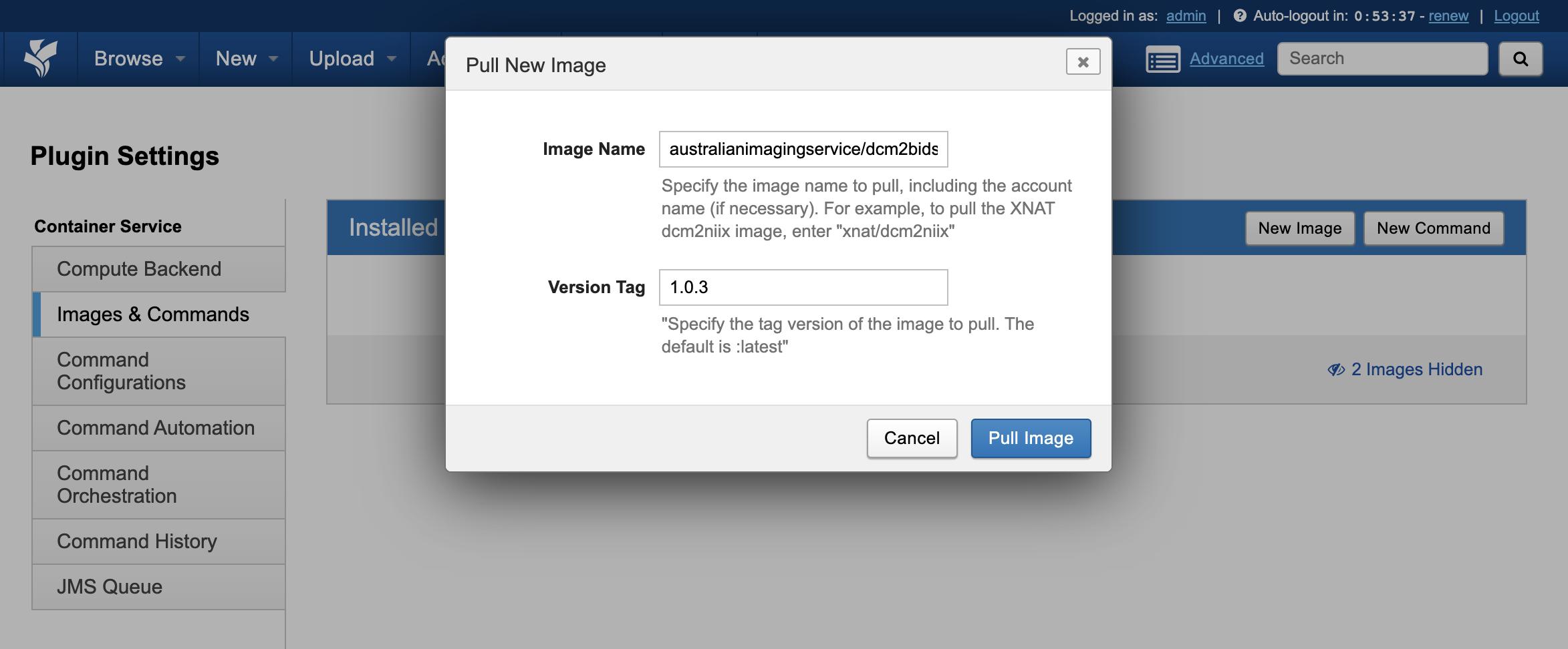 XNAT pull image